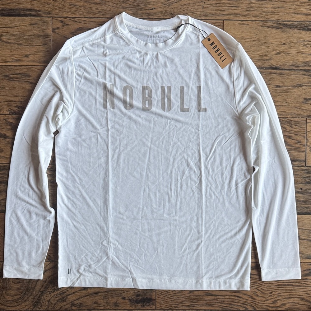 NOBULL Mens White Long Sleeve Tee, Large, NWT